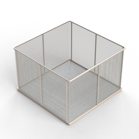 Anysizebasket Rectangular Wire Mesh Basket: 18Lx18Wx12H, 304 SS, 5/16 Rod Frame, No Handles, Mesh: 4 x .063 TMT-180180120-N04S